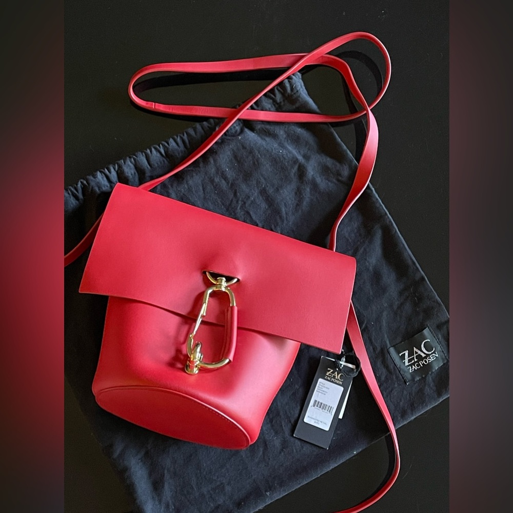 ZAC POSEN Belay Leather Crossbody Bag Geranium Red NEW